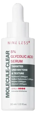 Productafbeelding van NINE LESS Helder serum met 5% glycolzuur, 30 ml, AI-gegenereerde afbeelding