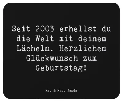 Produktbild von Mr. & Mrs. Panda Mouse Pad Spruch 2003 Geburtstag - Schwarz - Geschenk, Mauspad, laptop mousepad, Jahrgangsfeier, Alter, Jahrgang feiern, Geburtstagsgeschenke, mousematte