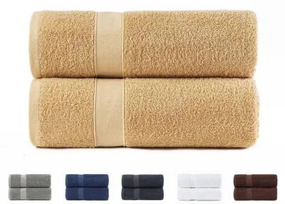 Produktbild von Unyqoos® Duschtücher 2er-Set, 70 x 140 cm, 100% Baumwolle, 550 g/m², schnelltrocknend, extra weich, Beige