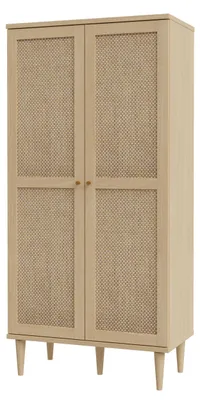 Produktbild von Forte CALASETTA Kleiderschrank 80, Schrank im Boho-Stil, Wiener Geflecht, Holzde