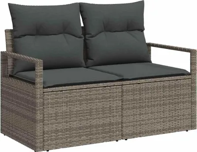 Obrázek produktu pro vidaXL Zahradní pohovka s polštáři šedá 120 x 62 x 69 cm polyratan