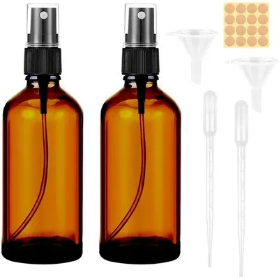 Image de Lot de deux vaporisateurs en verre brun rechargeables avec accessoires