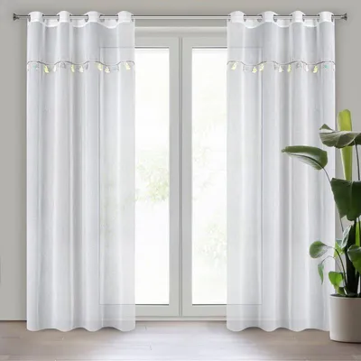 Produktbild von Eurofirany 418361, Durchscheinend, Weiß, Einfarbig, Polyester, Ring, 50 g/m²