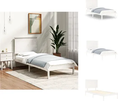 Zdjęcie produktu dla vidaXL Łóżko z litego drewna sosna biała 90x200 cm - Łóżka i ramy łóżek