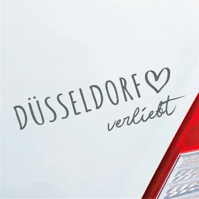 Produktbild von Auto Aufkleber Düsseldorf verliebt Herz Stadt Heimat Liebe Car 19x6 cm Grau Sticker Heckscheibenaufkleber