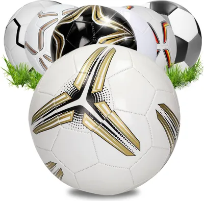 Image de Ballon de football 'Match' - ballon pour enfants & adultes - taille 5 parfait pour marquer des buts - ballon de sport pour l'intérieur & l'extérieur - blanc/or