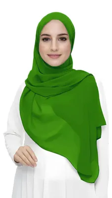 Zdjęcie produktu dla Chusta hijab z szyfonu dla kobiet muzułmanki, kolor zielony, wymiary 180x75 cm