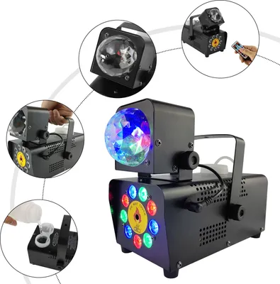 Produktbild von Nebelmaschinen 500W Funkfernbedienung Rauchmaschine mit Disco Ball Lichter 9 LED Lichter