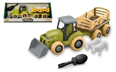 Obrázek produktu pro Zemědělský traktor s přívěsem a figurkami zvířat – SWEDE