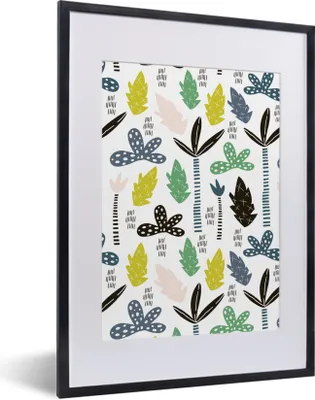 Produktbild von MuchoWow® MuchoWow® Gerahmtes Poster Dschungel - Baum - Blätter - Muster 30x40 cm - Poster mit zchwarzem Bilderrahmen - Wandposter Schlafzimmer