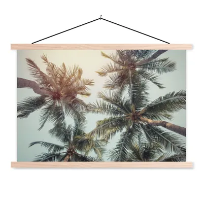 Produktbild von MuchoWow® Textilposter Palme - Sommer - Tropisch 120x80 cm mit holzfarbenen Rahmen - Aufhängeset