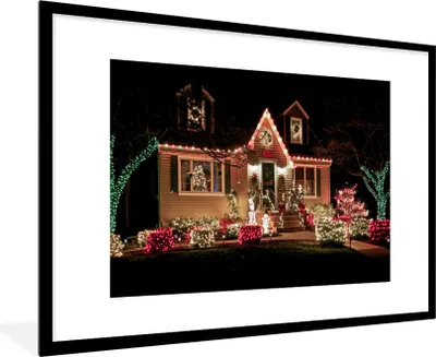 Produktbild von MuchoWow® MuchoWow® Gerahmtes Poster Weihnachten - Weihnachtsschmuck - Weihnachtsbeleuchtung 90x60 cm - Poster mit zchwarzem Bilderrahmen - Wanddekoration - Fotos