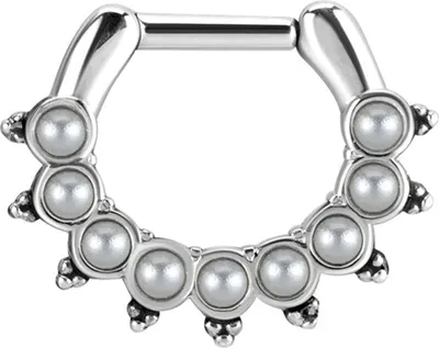 Produktbild von Karisma Edelstahl 316L Tribal Septum Clicker mit Perlen Ring Ohrring Nase 1,2x8mm - Jsrpe-04