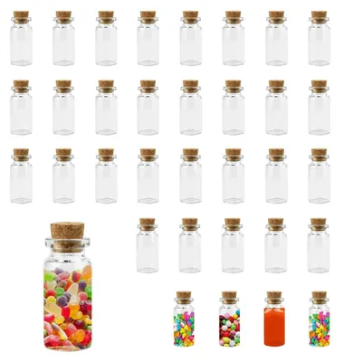 33 Mini-Glasflaschen 3 ml mit Korken, luftdicht, dekorativ