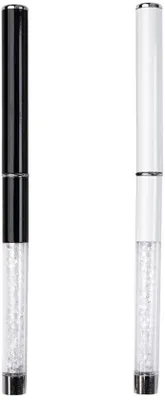 Produktbild von Nagel Art Pinsel-Set - 2 Stück - Flexible Borsten - Strass-Griff - Ombre-Pinsel - Zum Malen und Zeichnen - Angenehmer Griff - Nagelbürste