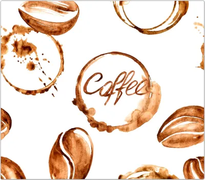 Produktbild von Spritzschutz Herdabdeckplatte Schneidebrett aus Glas Aquarell Kaffee 1-Teilig (60x52cm)