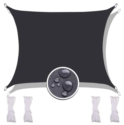 Immagine prodotto di Tenda da sole impermeabile, 2,5x2,5 metri, colore nero, per balcone e giardino