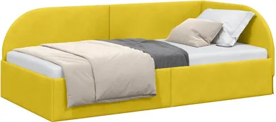Obrázok produktu pre vidaXL Rohový rám postele s čelom žltý 90 cm x 190 cm zamat