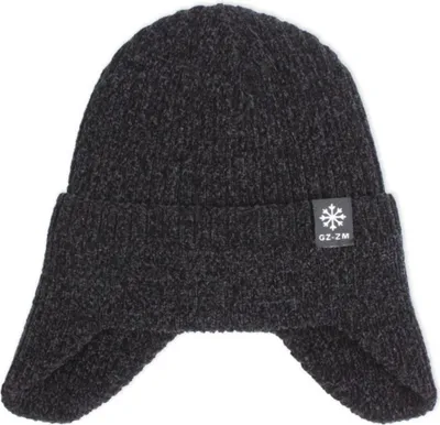 Produktbild von INF Warme Wintermütze für Herren - Chenille Strickmütze mit Ohrenklappen Schwarz