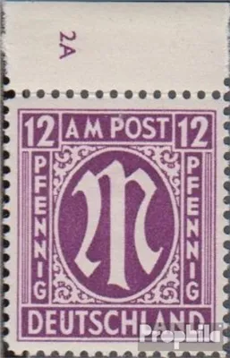Produktbild von Briefmarken Bizone (Alliierte Besetzung) 1945 Mi 15 mit Plattennummer postfrisch AM-Post