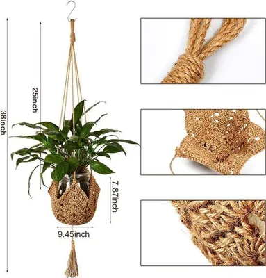 Produktbild von Wanddeko Hängepflanzer Set 2er Blumenhänger Boho Baumwollseil