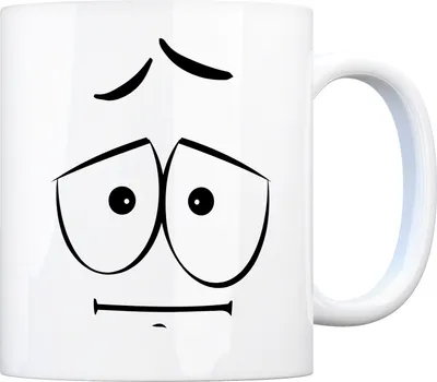 Produktbild von Tassengesichter Kaffeebecher mit niedergeschlagenes Gesicht Motiv Tasse