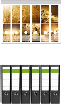 Produktbild von Wallario 6 Stück breite Ordner inkl. Klebeetiketten mit Motive Getreide und Brotsorten aus Weizen -  Set mit Rückenschildern / Ordnerrücken Stickern