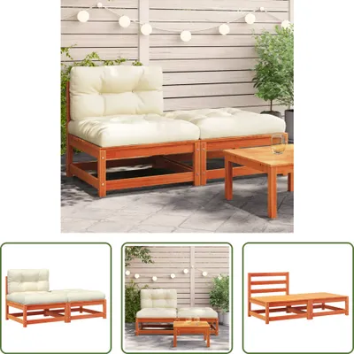 Produktbild von The Living Store Gartensofa ohne Armlehnen mit Kissen und Hocker