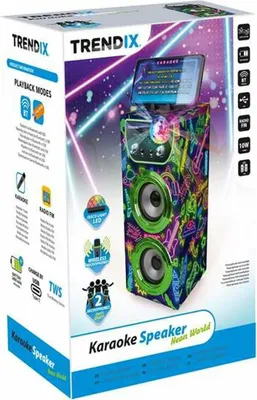 Produktbild von Karaoke-Gerät Neon World, bunt, 10W Leistung, FM Radio, Spanische Sprachfunktion