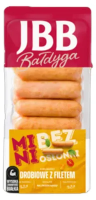 Zdjęcie produktu dla Kiełbaski drobiowe z filetem mini bez osłonki 180 g JBB