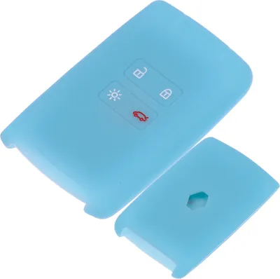 Produktbild von Auto Schlüssel Hülle Silikon Schutz Cover Fluoreszierend Blau kompatibel mit Renault Megane Kadjar Clio Captur 4 Tasten KEYLESS SMARTKEY