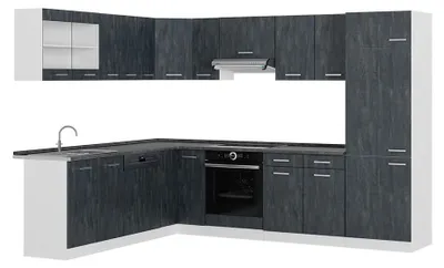Produktbild von Eckküche Vicco R-Line Schwarz Beton/Weiß 287 x 227 cm AP Anthrazit, Model 47399