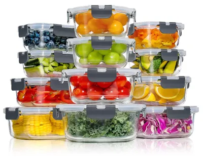 Produktbild von YASHE Glasbehälter mit Deckel, 12 Teile Stapelbar & Luftdicht Meal Prep Boxen Gl