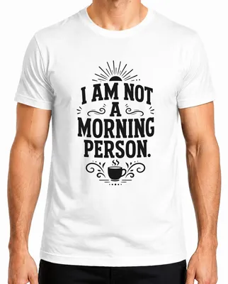 Productafbeelding van "Ik ben geen ochtendmens" - Koffie - "Morgenmuffel" - Sarcasme - Heren T-shirt, wit, 3XL