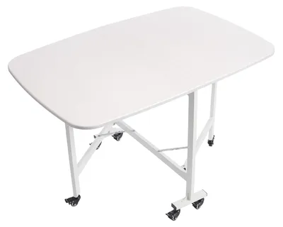 Obrázek produktu pro Skládací stůl - Přenosný stůl - Úložný stůl - Servírovací stolek - Kolečkový stolek - Bílá barva - 120x80x75 cm