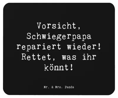 Produktbild von Mr. & Mrs. Panda Mauspad Spruch Schwiegerpapa Repariert - Schwarz - Geschenk, Mouse Pad, Dankeschön, computer mousepad, persönliche Erinnerungen, Familie, mousematte, pc