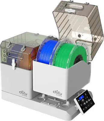 Produktbild von Filament-Trocknerbox, 4 Spulen, 3D-Druck, Trockenbox für 1,75/2,85 mm PLA, ABS, TPU, PETG, feuchtigkeitsfreie Filamentaufbewahrung mit Feuchtigkeitskontrolle (4 Spulen)