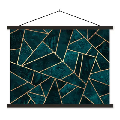 Produktbild von MuchoWow® Textilposter Steine - Gold - Luxus - Muster - Abstrakt 150x113 cm mit schwarzem Rahmen - Wohnzimmer