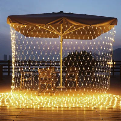 Produktbild von 6X4M 880LEDs Lichternetz 8 Modi Wasserdicht Lichterkette für Innen Weihnachten Hochzeit Party Garten Deko, Warmweiß