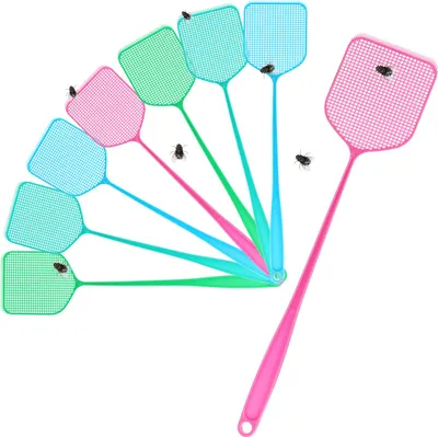 Produktbild von COM-FOUR® 8x Fliegenklatsche aus Kunststoff - Insektenschutz in bunten Farben - leichter und flexibler Mückenschutz - mit Abkratzer [Auswahl variiert]