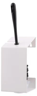 Produktbild von MediQo-line WC-Bürstenhalter in Weiß oder Edelstahl zur Wandmontage inkl. Schwarz-Weißer Bürste, Farbe:Edelstahl.weiß. pulverbeschichtet
