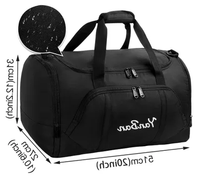 Produktbild von 73 L Sporttasche, Schwarze Reisetasche, Packbare Duffle Bag, Große Reisetasche, Leichte und wasserdichte Tasche für Reisen, Urlaub und Sport