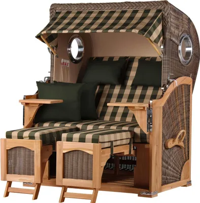 Produktbild von Strandkorb-Set - bene living - Ammersee Teak - PE grau - Modell 506 - inkl. Liftersystem