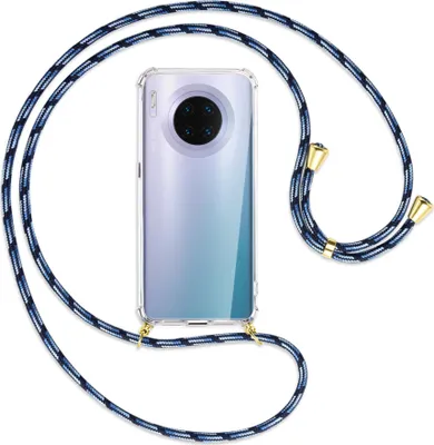 Produktbild von Handykette Backcover-Schutzhülle mit Band (Metall goldfarben) für Huawei Mate 30 Pro - Blautöne