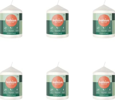 Obrázok produktu pre Bolsius - Sviečka - Essentials - 80/58 - 1 kus v balení - Mútna biela - Hodnotné balenie - 6 kusov