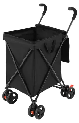 Produktbild von Einkaufswagen, faltbares Design, Gummiräder, Schwarz