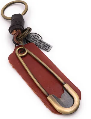 Produktbild von Onwomania Schlüsselanhänger Sicherheitsnadel Nadel bronze Leder  Anhänger Keychain