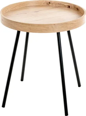 Produktbild von HAKU Beistelltisch Eiche hell, schwarz - MDF, Metall, B/H/T: 40x45x40 cm