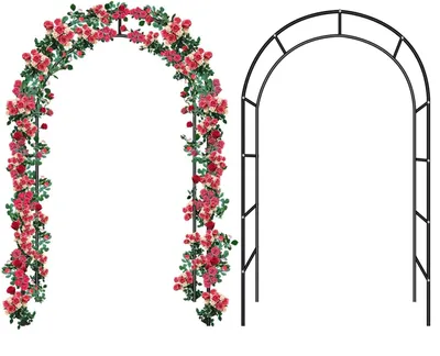 Produktbild von 2er-Set Rosenbogen Rankhilfe Kletterhilfe 140 x 38 x 240 cm Metall Rosenspalier Torbogen Schwarz