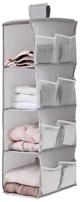 Hängeschrank-Organizer, 4 Fächer, 12 Seitentaschen, Oxford-Stoff, 30x22,5x80 cm